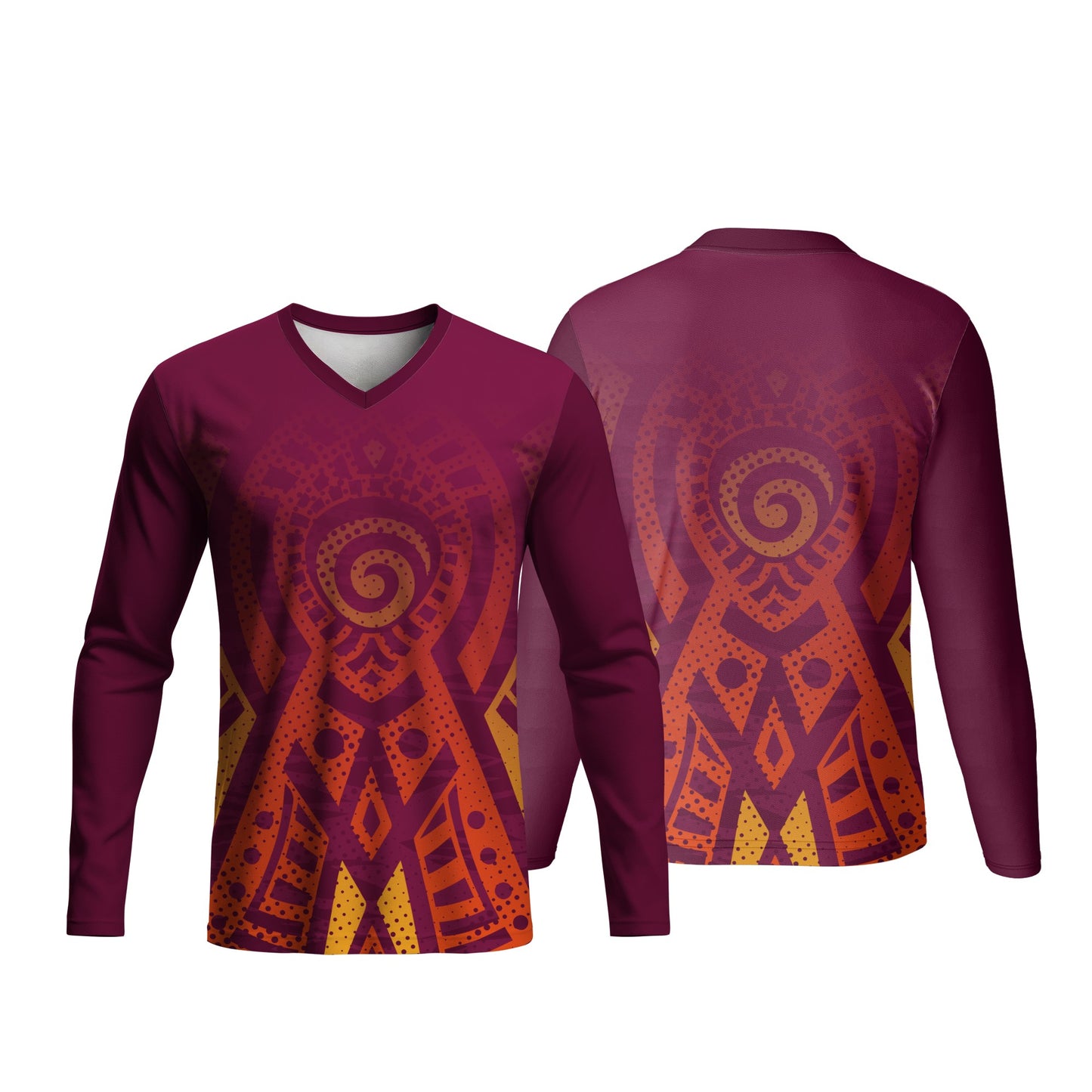 Unisex Long Sleeve V-Neck T-Shirt | Sport Tec | Africa Design