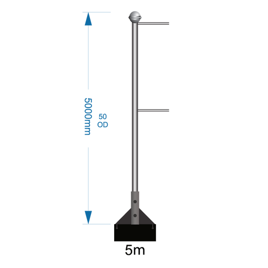 Bannerpole Roof 5m – 2 arm – including installation (one unit)