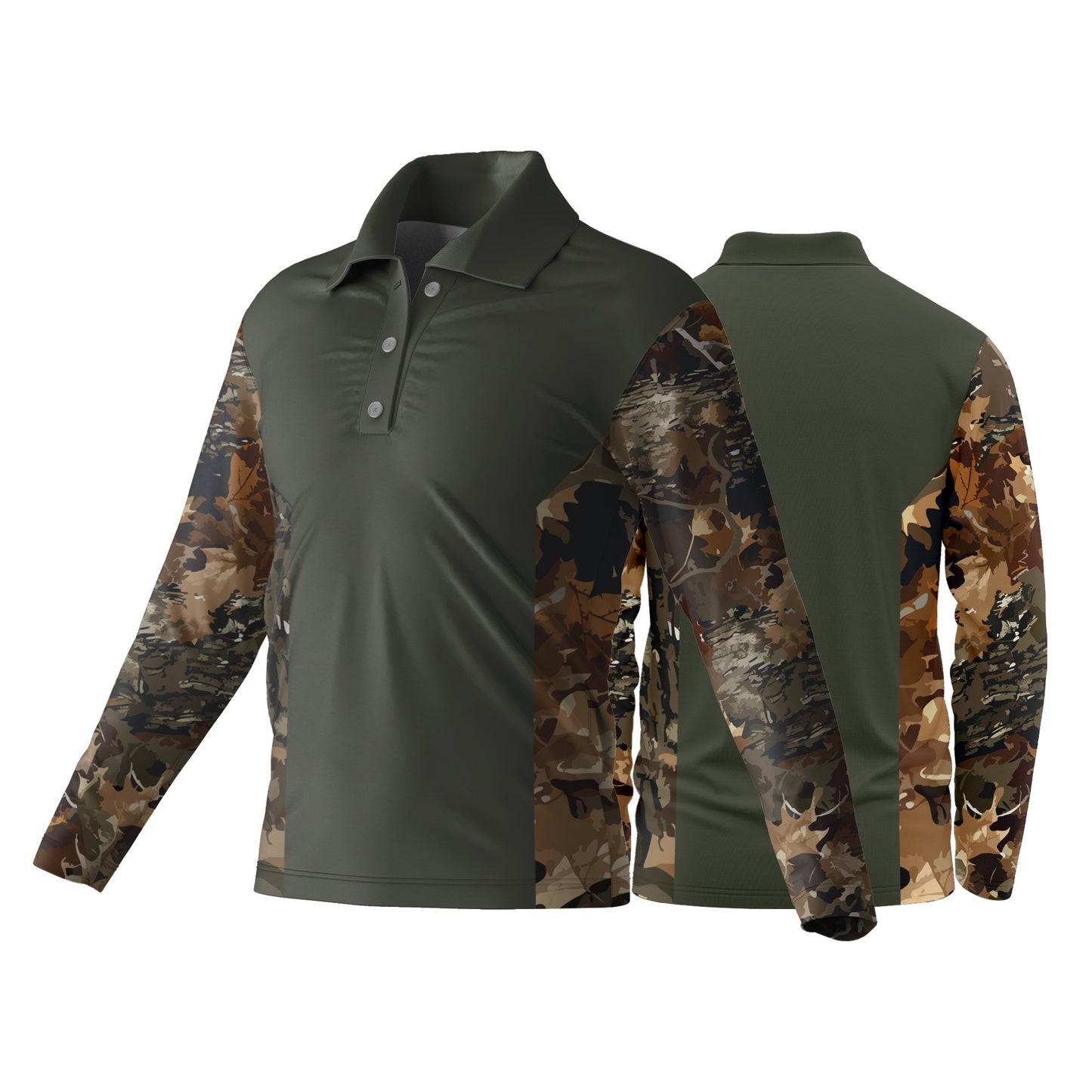 Unisex Long Sleeve Golf Shirt | Drop Needle Square | Camo Design