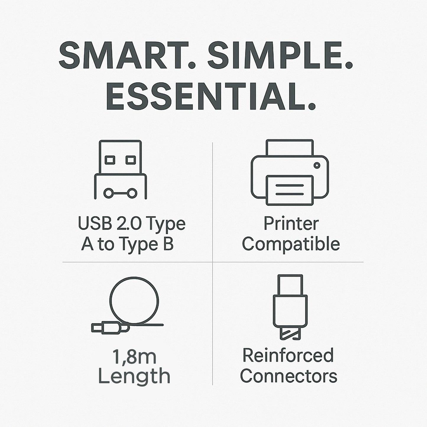 UB201 USB 2.0 Male to Male 1.8m Printer Cable